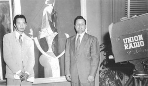 Carbonell_and_Wifrido_Lam_durning_an_interview_at_Union_Radio_television_station,_Havana_Cuba,_1952