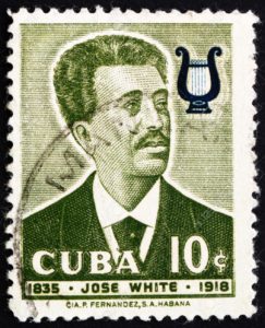 14756131-CUBA-CIRCA-1958-a-stamp-printed-in-the-Cuba-shows-Jose-Silvestre-White-Lafitte-Violinist-and-Compose-Stock-Photo