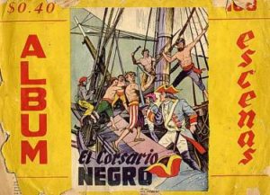 Cubierta del álbum El Corsario Negro en las postalitas cubanas.