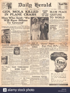 1937-daily-herald-spanish-civil-war-and-general-mola-killed-in-plane-H9N1WE